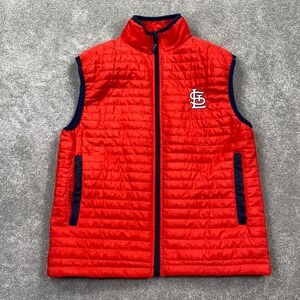 St Louis Cardinals Full Zip Bayer Logo Quilted Puffer Vest Men's Size XL Red
